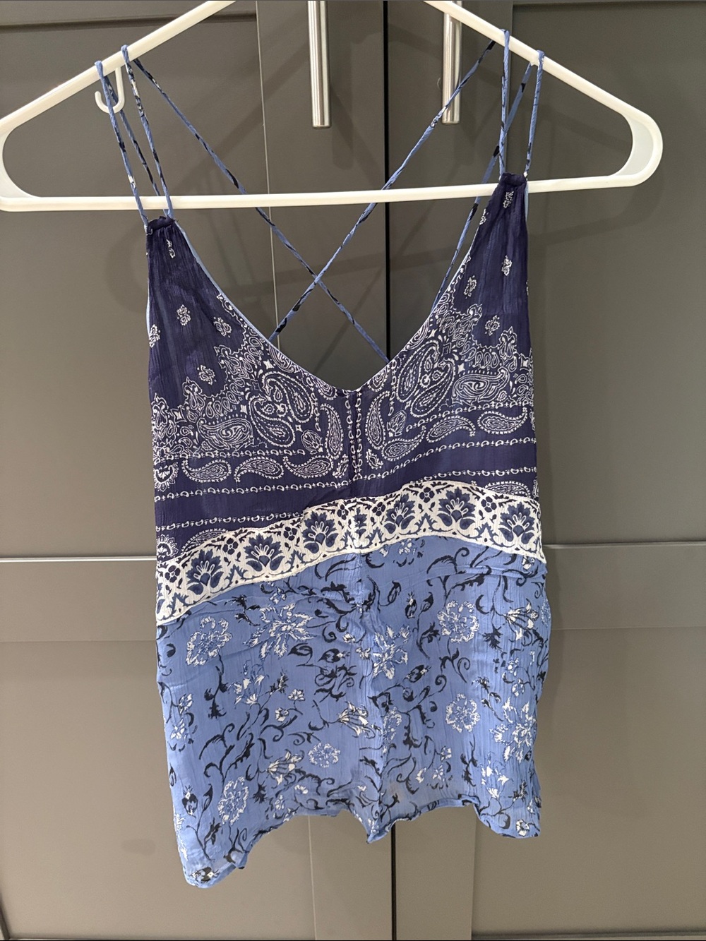 Lucky Brand Blue Paisley Tank Top